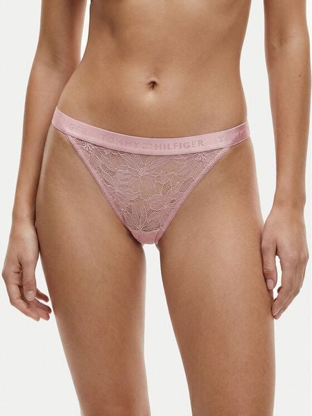 Tommy Hilfiger Stringi UW0UW06267 Różowy. Czerwone stringi TOMMY HILFIGER, bez wzorów, z syntetyku. Za 129.99 zł.