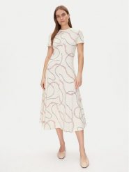 Tommy Hilfiger Sukienka codzienna Modern F&F Midi Dress WW0WW44547 Biały Regular Fit. Białe sukienki TOMMY HILFIGER, na co dzień, s, bez wzorów, z bawełny, bez kołnierzyka, bez ramiączek, midi, proste. Za 339.99 zł.