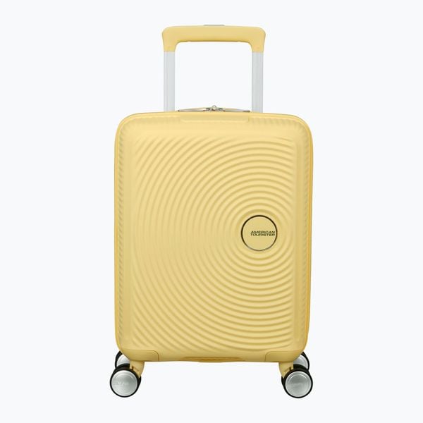 Walizka podróżna American Tourister Soundbox Mini. Niebieskie walizki American Tourister, bez wzorów. Za 399.99 zł.