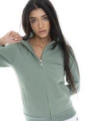 Bluza z bawełna z zamek błyskawiczny na co dzień. Niebieskie bluzy LEONE 1947 APPAREL, s, bez wzorów, z bawełny, bez kaptura. Za 328.38 zł.