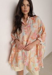 Pomarańczowa Oversizowa Koszula z Bawełną o Kroju Typu Nietoperz Nyletia. Brązowe koszule Born2be, uniwersalny, bez wzorów, z bawełny, eleganckie, bez kołnierzyka, bez ramiączek. Za 119.99 zł.