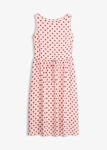 Sukienka midi z wiązanym paskiem. Czerwone sukienki bonprix, bez wzorów, eleganckie, bez kołnierzyka, bez ramiączek, midi. Za 99.99 zł.