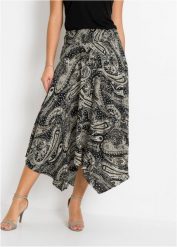 Spódnica midi z asymetryczną linią dołu. Czarne spódnice bonprix, bez wzorów, midi, asymetryczne. Za 149.99 zł.