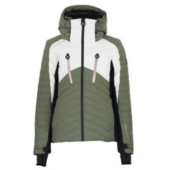 Damska kurtka wodoodporna Peak Mountain Archarme. Zielone kurtki narciarskie Peak Mountain, bez wzorów, bez kaptura, narciarskie. W wyprzedaży za 633.00 zł.