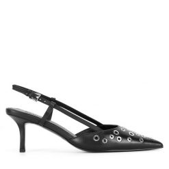 Szpilki Badura. Czarne szpilki Badura, bez wzorów, bez obcasa, na szpilce, bez zapięcia. Za 349.99 zł.