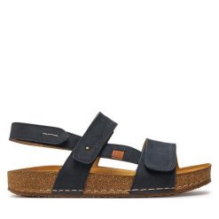 Sandały Josef Seibel. Niebieskie sandały Josef Seibel, bez wzorów, bez obcasa, na płaskiej podeszwie, bez zapięcia. Za 229.99 zł.