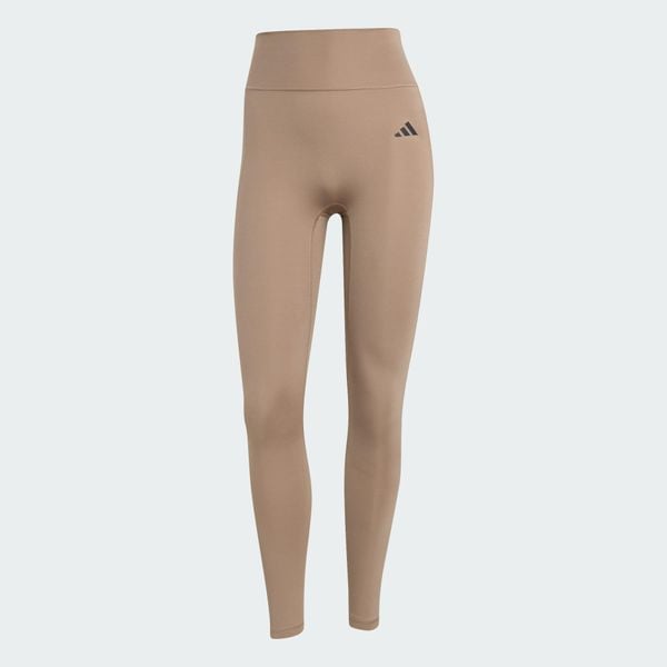 Legginsy Optimé Essentials No Front Rise Seam 7/8. Brązowe legginsy Adidas, s, bez wzorów, z elastanu. Za 113.88 zł.