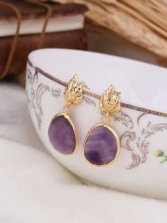 L'Atelier de Gaia Kolczyki-wkrętki z ametystem rozmiar: onesize. Różowe kolczyki L'Atelier de Gaia, z ametystem, z mosiądzu. Za 66.00 zł.