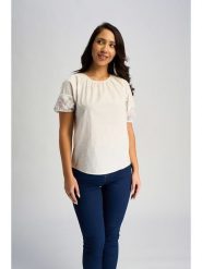 Marks & Spencer Bluzka w kolorze kremowym rozmiar: 32. Brązowe bluzki Marks & Spencer, bez wzorów, z bawełny, bez kołnierzyka, bez ramiączek. Za 39.58 zł.