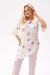 Elegancka tunika Liliana z asymetrycznym krojem w romantyczne kwiaty PLUS SIZE XXL. Czerwone tuniki Moda Size Plus Iwanek, na co dzień, plus size, bez wzorów, z elastanu, eleganckie, z asymetrycznym kołnierzem, plus size, bez ramiączek. Za 239.90 zł.