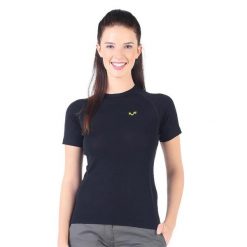 Damska koszulka z krótkim rękawem 100% Wełna Merino 195gr Bise Woolona. Czarne koszulki sportowe WOOLONA, bez wzorów, z wełny, bez ramiączek. W wyprzedaży za 261.00 zł.
