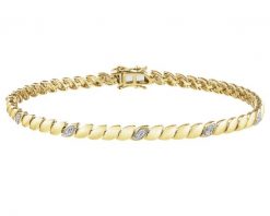 Bransoletka z żółtego złota z diamentami - 19 cm - 0,15 ct - próba 585. Żółte bransoletki Apart, z diamentem, złote. Za 14,990.00 zł.