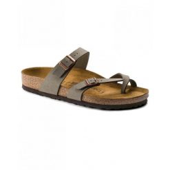 Klapki damskie Birkenstock Mayari. Szare klapki Birkenstock, bez wzorów, z materiału, bez obcasa. Za 696.00 zł.