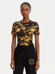 Versace Jeans Couture T-Shirt 79HAH608 JS504 Czarny Slim Fit. Czarne t-shirty Versace Jeans Couture, xs, bez wzorów, z bawełny, bez kołnierzyka, bez ramiączek. Za 759.99 zł.