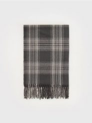 Szalik w kratę - ciemnoszary. Szare szaliki Reserved, bez wzorów. W wyprzedaży za 29.99 zł.