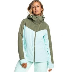 Kurtka narciarska damska Roxy Free Jet Block. Zielone kurtki narciarskie Roxy, l, bez wzorów, z poliesteru, bez kaptura, narciarskie. Za 441.00 zł.