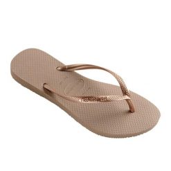 Klapki Havaianas Model Square Logo Metallic Kolor Rose. Czerwone klapki Havaianas, bez wzorów, z gumy, bez obcasa. Za 79.99 zł.