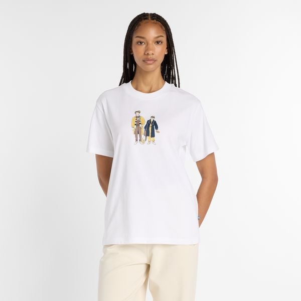 Koszulka damska New Balance WT53926WT – biała. Białe bluzki New Balance, xs, bez wzorów, z bawełny, klasyczne, bez kołnierzyka, bez ramiączek. Za 119.99 zł.