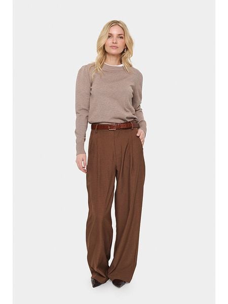SAINT TROPEZ Sweter "Mila" w kolorze beżowym rozmiar: S. Brązowe swetry Saint Tropez, s, bez wzorów, bez ramiączek. Za 115.95 zł.