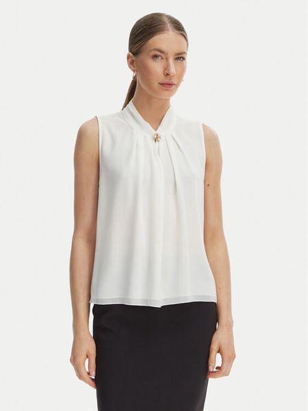 Rinascimento Bluzka CFC0127646003 Biały Regular Fit. Białe bluzki Rinascimento, m, bez wzorów, z syntetyku, bez kołnierzyka, bez ramiączek. Za 261.99 zł.