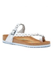 Comfortfusse Skórzane japonki w kolorze białym rozmiar: 41. Białe klapki Comfortfüße, bez wzorów, ze skóry, z otwartym noskiem, bez obcasa. Za 289.95 zł.