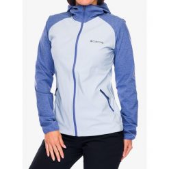 Kurtka softshell damska Columbia Heather Canyon Softshell. Niebieskie kurtki sportowe Columbia, bez wzorów, z softshellu, bez kaptura, trekkingowe. Za 303.99 zł.
