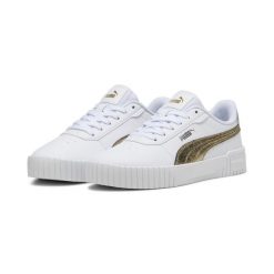 Buty Sportowe Damskie Puma Carina 2. Metallic Shine. Białe obuwie sportowe Puma, bez zapięcia, trekkingowe. Za 273.80 zł.