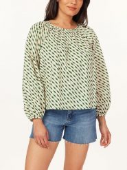 Scotch & Soda Bluzka w kolorze beżowo-zielonym rozmiar: XS. Brązowe bluzki Scotch & Soda, xs, bez wzorów, z bawełny, bez kołnierzyka, bez ramiączek. Za 101.23 zł.