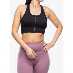 Stanik sportowy Super.natural Motion Zip Top. Czarne bielizna sportowa super.natural, xs, bez wzorów. Za 261.99 zł.