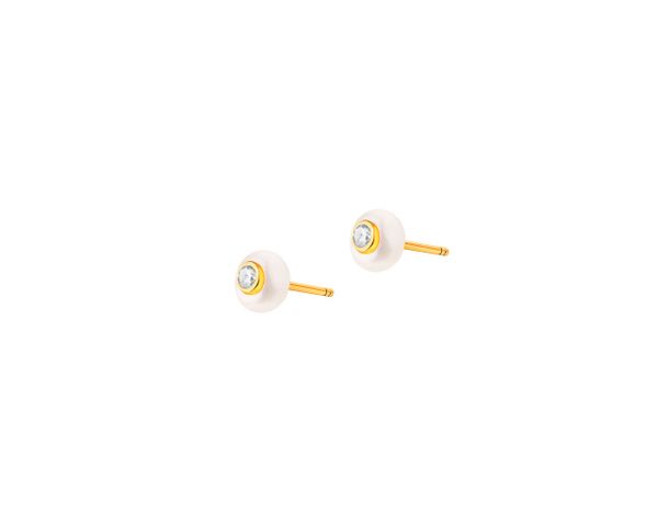 Złote kolczyki z perłami i cyrkoniami. Żółte kolczyki Apart, z cyrkonią, złote. Za 399.00 zł.