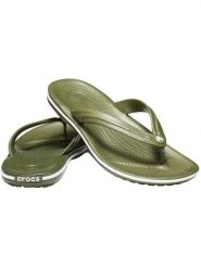 Japonki Dla Dorosłych Crocs Crocband 11033 Flip. Zielone klapki Crocs, bez wzorów, z materiału, bez obcasa. Za 118.99 zł.