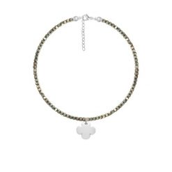 Bransoletka z kamieni piryt z koniczyną posrebrzana. Bransoletki Lilou, posrebrzane. Za 308.00 zł.