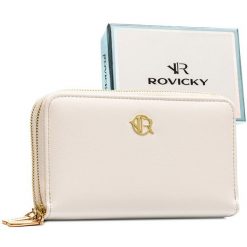 Duży, biały portfel damski ze skóry ekologicznej zamykany suwakiem - Rovicky. Białe portfele ROVICKY, bez wzorów, ze skóry ekologicznej. Za 69.99 zł.