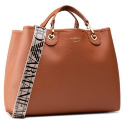 Torebka Emporio Armani. Brązowe shopper Emporio Armani, bez wzorów, bez dodatków. Za 809.99 zł.