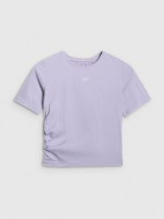 4F Crop-top do jogi i pilatesu szybkoschnący damski - niebieski L. Czarne koszulki sportowe 4f, bez wzorów, z elastanu, bez ramiączek, na jogę i pilates. Za 99.99 zł.