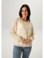 Aniston Bluzka w kolorze jasnoróżowo-żółtym rozmiar: 38. Różowe bluzki Aniston, bez wzorów, bez kołnierzyka, bez ramiączek. Za 173.99 zł.