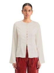 Scotch & Soda Bluzka w kolorze kremowym rozmiar: 36. Brązowe bluzki Scotch & Soda, bez wzorów, bez kołnierzyka, bez ramiączek. Za 193.70 zł.