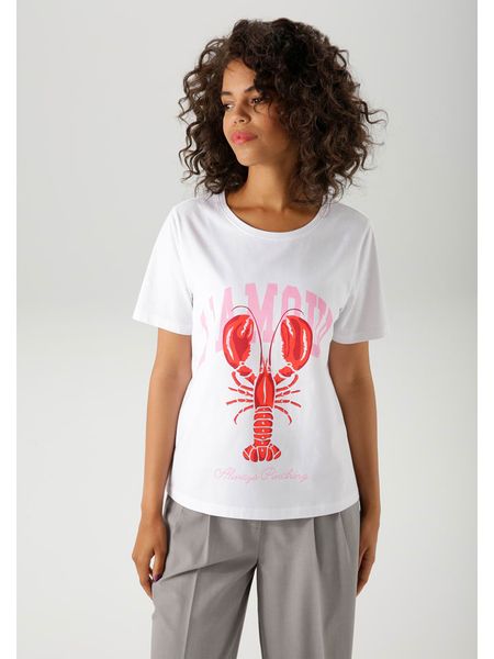 Aniston Koszulka w kolorze białym rozmiar: 40. Białe bluzki Aniston, bez wzorów, z bawełny, bez kołnierzyka, bez ramiączek. Za 30.56 zł.