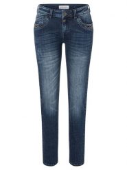 Timezone Dżinsy "Tahila" - Regular fit - w kolorze granatowym rozmiar: W31/L30. Niebieskie jeansy Timezone, l, z aplikacjami. Za 110.04 zł.