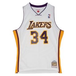 Koszulka Nba Los Angeles Lakers Shaquille O'Neal. Białe bluzki Mitchell & Ness, bez wzorów, sportowe, bez kołnierzyka, bez ramiączek. Za 513.50 zł.