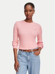 Tommy Hilfiger Sweter WW0WW44993 Różowy jasny Regular Fit. Czerwone swetry TOMMY HILFIGER, xl, bez wzorów, z bawełny, bez ramiączek. Za 529.99 zł.
