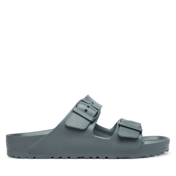Klapki Birkenstock. Szare klapki Birkenstock, bez wzorów, bez obcasa. Za 249.99 zł.