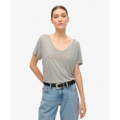 T-shirt Studios Slub Emb Vee Tee od SUPERDRY. Szare t-shirty Superdry, bez wzorów, bez kołnierzyka, bez ramiączek. W wyprzedaży za 102.35 zł.