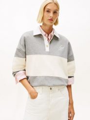 Tommy Hilfiger bluza polo Kobiety szary|biały, M. Białe bluzy TOMMY HILFIGER, m, bez wzorów, bez kaptura. Za 379.95 zł.