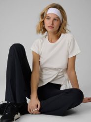 4F T-shirt slim z marszczeniem damski - biały L. Białe t-shirty 4f, l, bez wzorów, z dzianiny, bez kołnierzyka, bez ramiączek. Za 89.99 zł.