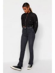 Trendyol Dżinsy - Skinny fit - w kolorze antracytowym rozmiar: 38. Czarne jeansy Trendyol, bez wzorów, z podwyższonym stanem. Za 105.88 zł.