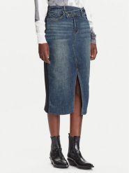 Desigual Spódnica jeansowa Twisted 25WWFD03 Granatowy Regular Fit. Niebieskie spódnice Desigual, l, bez wzorów, z bawełny. Za 489.99 zł.