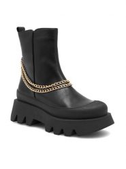 Eva Minge Botki IDEM-001 Czarny. Czarne botki Eva Minge, bez wzorów, ze skóry, bez obcasa, na płaskiej podeszwie, bez zapięcia. Za 375.99 zł.