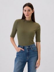 GAP Koszulka w kolorze khaki rozmiar: XL. Brązowe bluzki GAP, xl, bez wzorów, bez kołnierzyka, bez ramiączek. Za 48.39 zł.