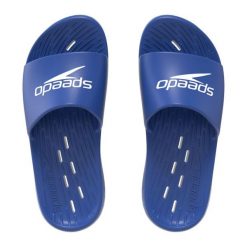 Klapki basenowe antypoślizgowe damskie Speedo Slides. Niebieskie klapki Speedo, bez wzorów, bez obcasa. Za 104.54 zł.
